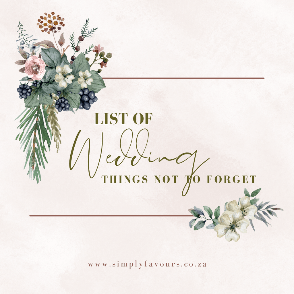 List of Wedding things not to forget