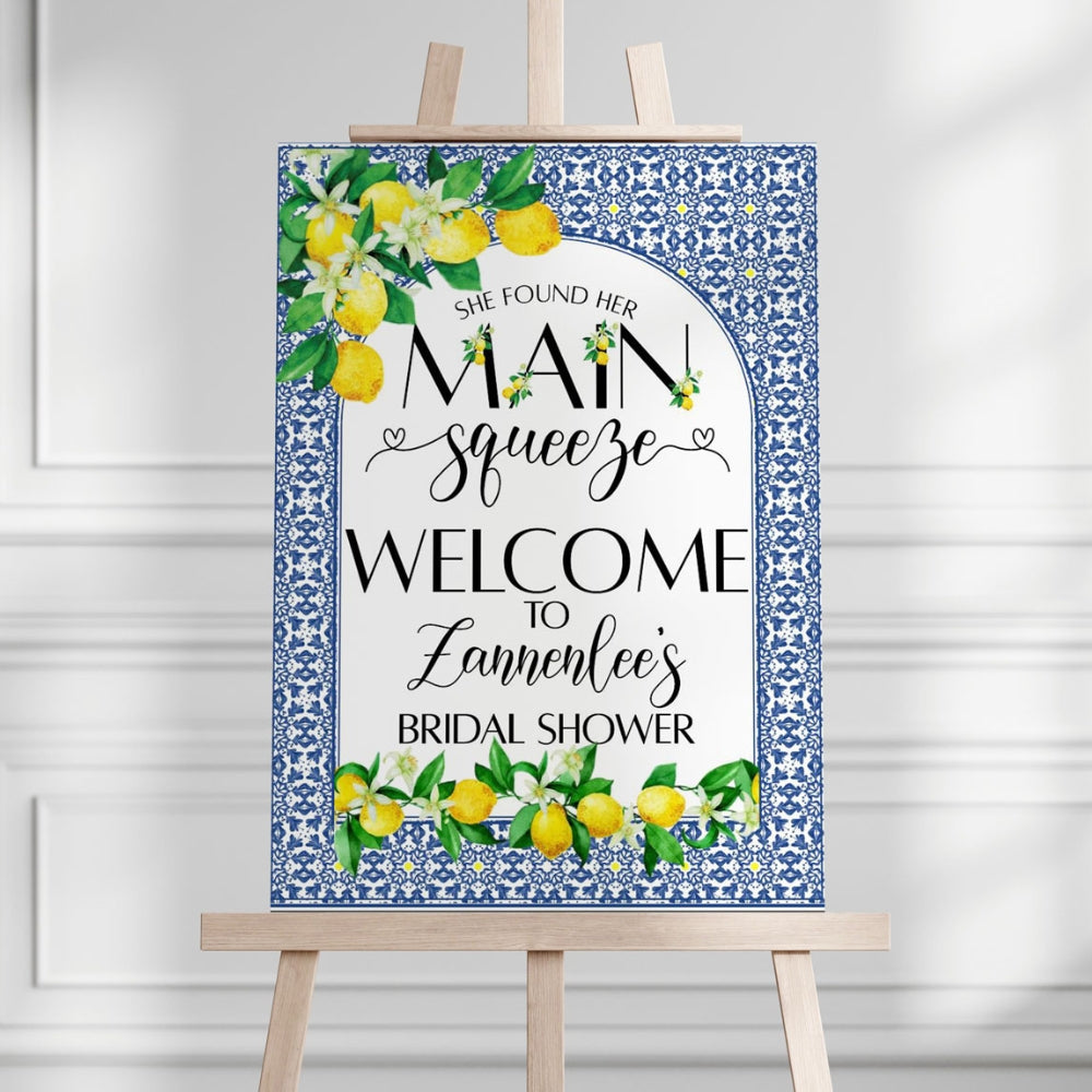 Welcome Sign - Bridal Shower - Santorini Sun, yellow, welcome sign