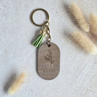 Wooden Keyrings with Tassel, wood, gold