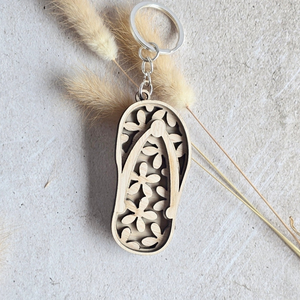 Fun Flip Flop Keychain, wood, wedding favour