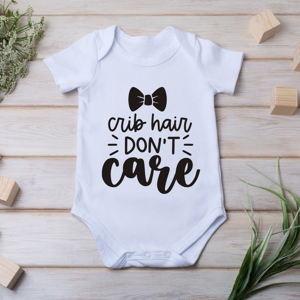 Onesie - Crib Hair Don't Care, white