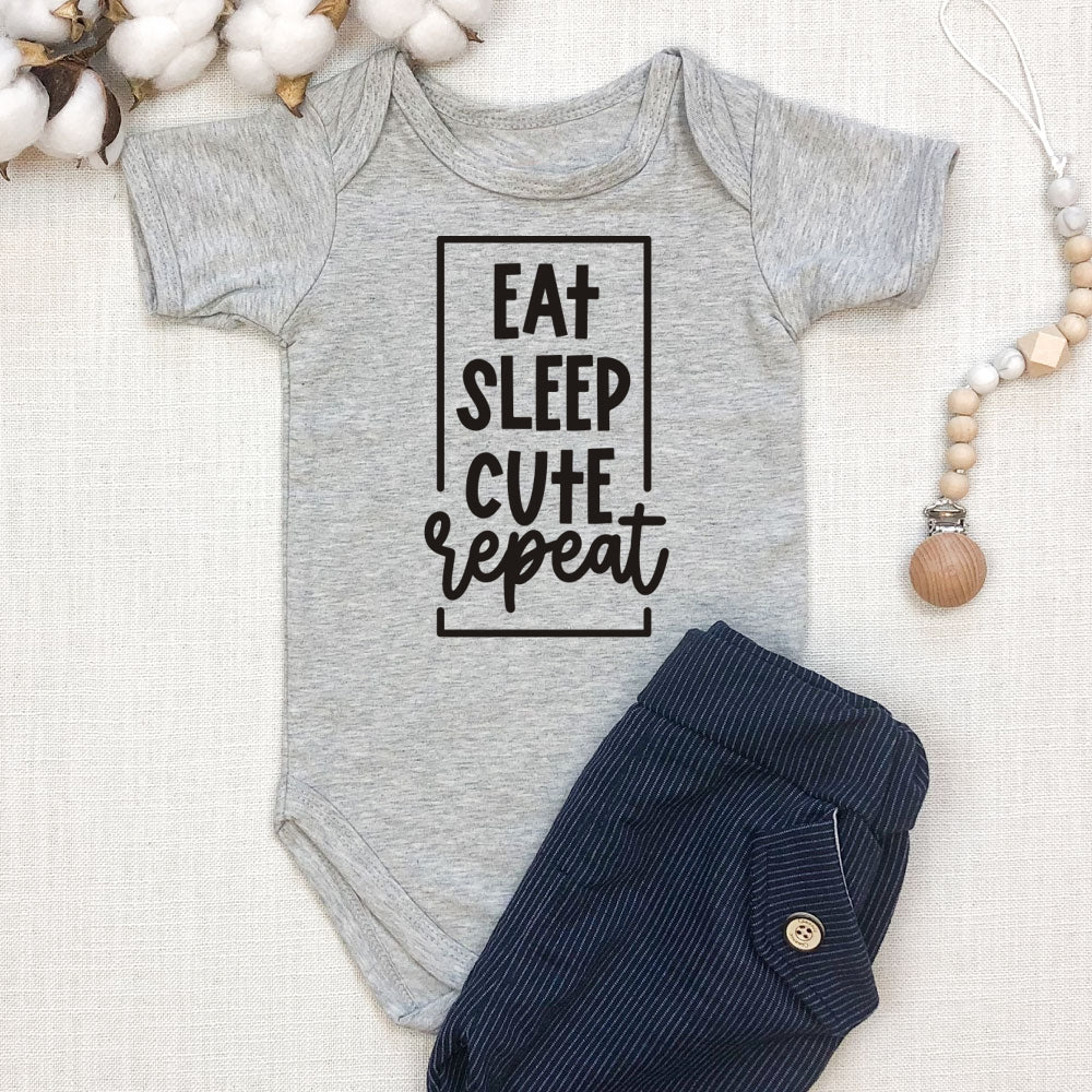 Onesie - Eat Sleep Cute Repeat, white