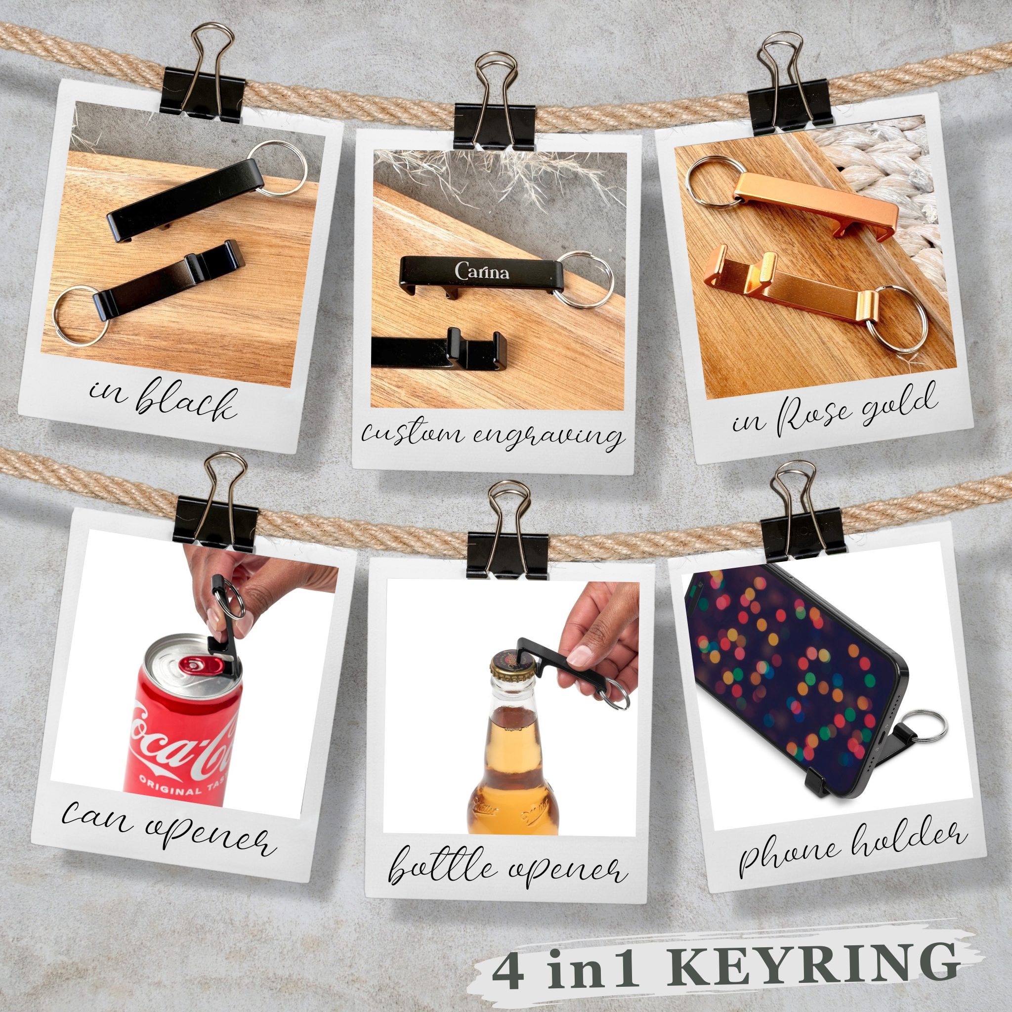 Rose Gold Bottle Opener Keyring functional keyring