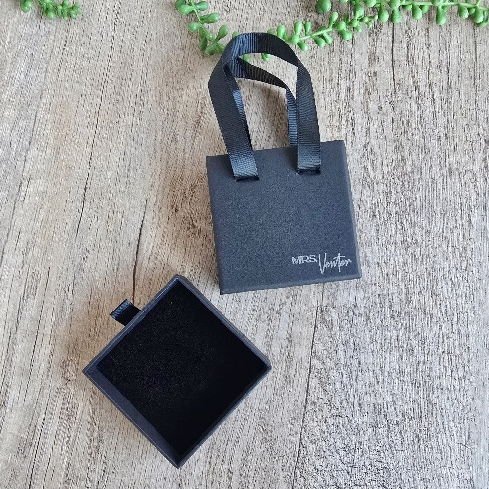 Luxury Black Jewellery Gift Box with Ribbon Handles