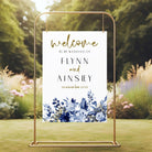 Welcome Sign - Midnight Blooms - Portrait, gold, welcome sign
