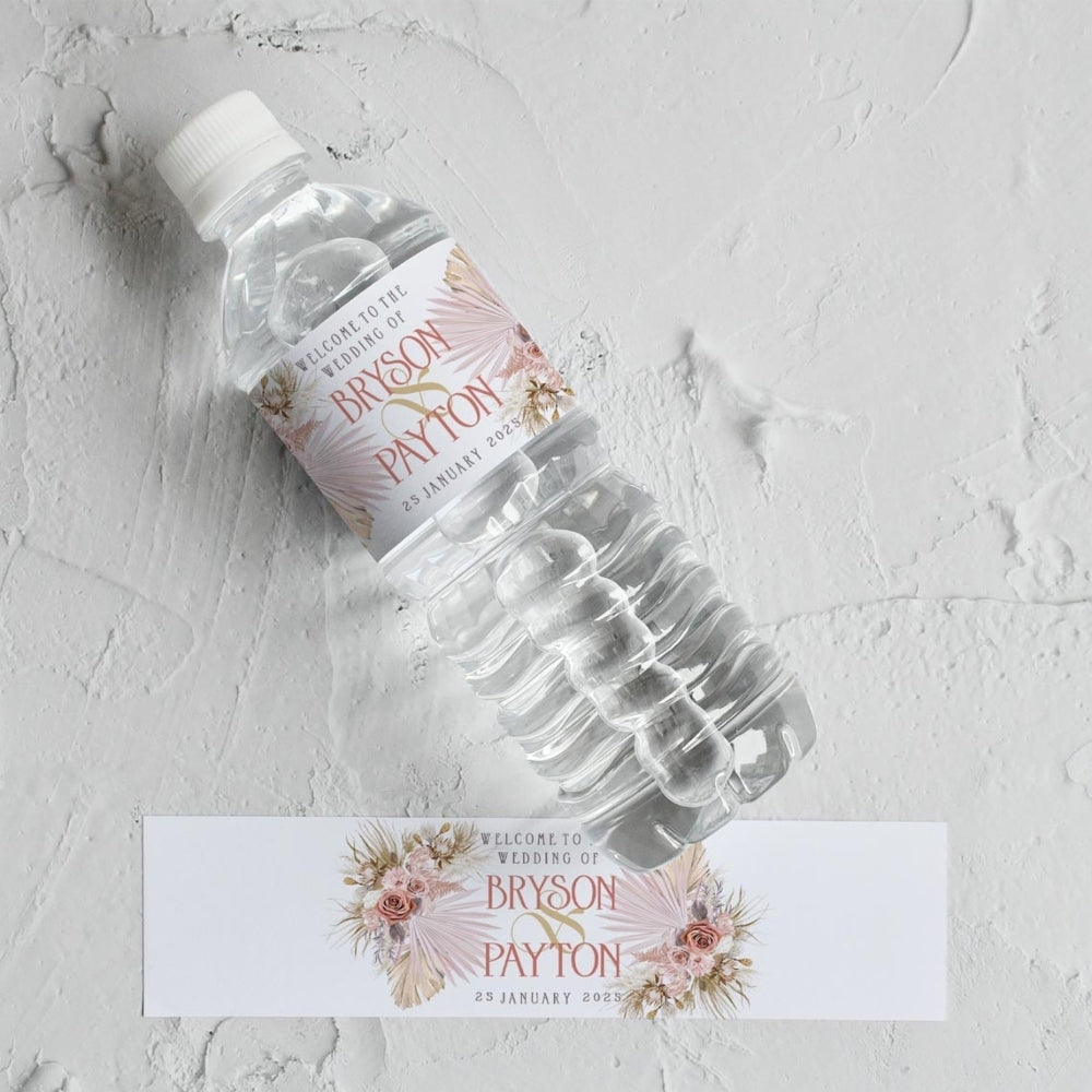 Wild Romance Boho Water Bottle Label Stickers, white, sticker