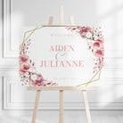 Welcome Sign - Blushing Pink Blooms, white, welcome sign