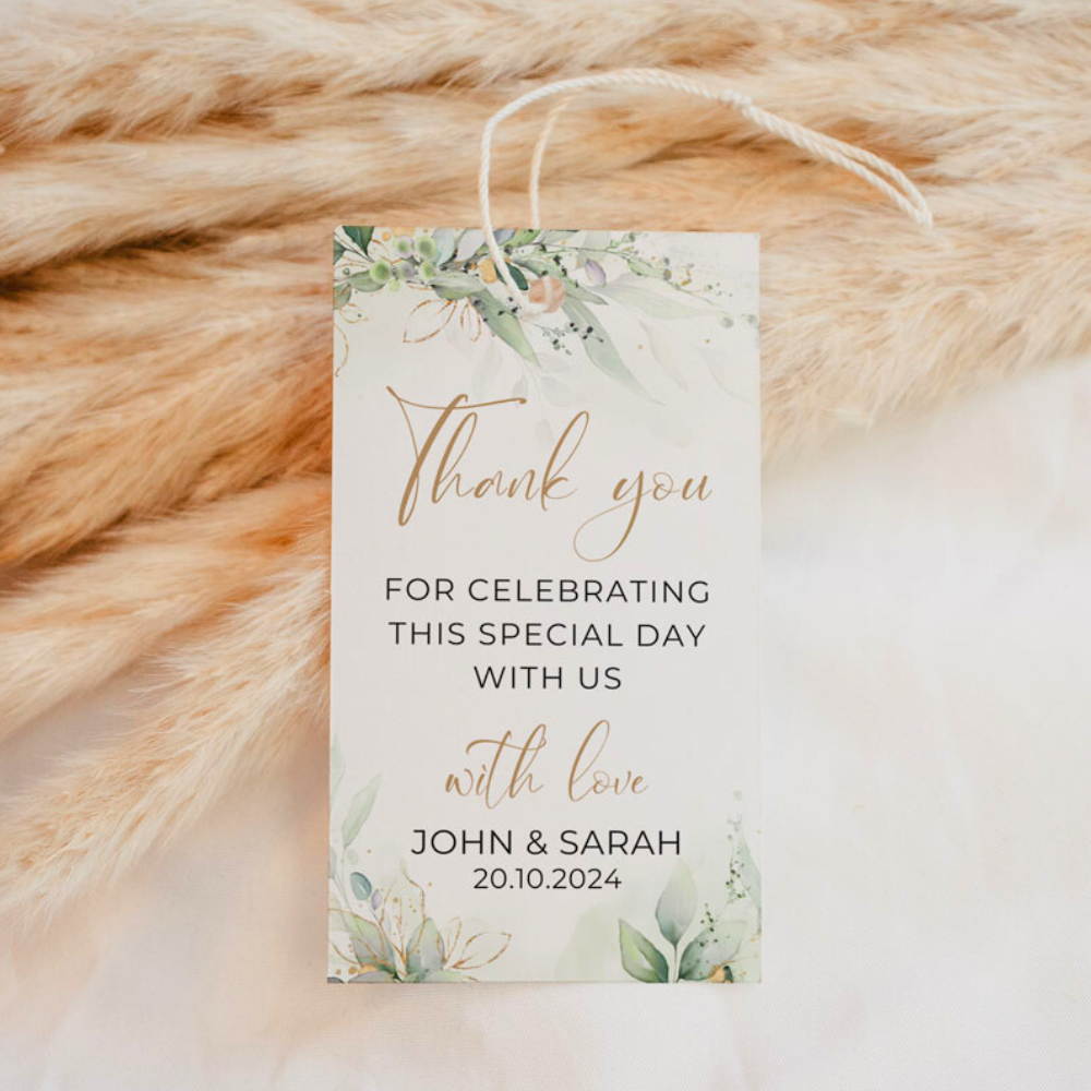 Elegant Green Botanical Themed rectangular Thank you Tag
