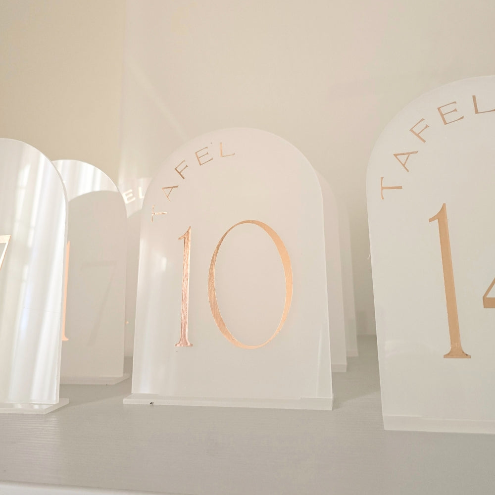 Frosted White Acrylic Table Numbers for Wedding Reception Tables