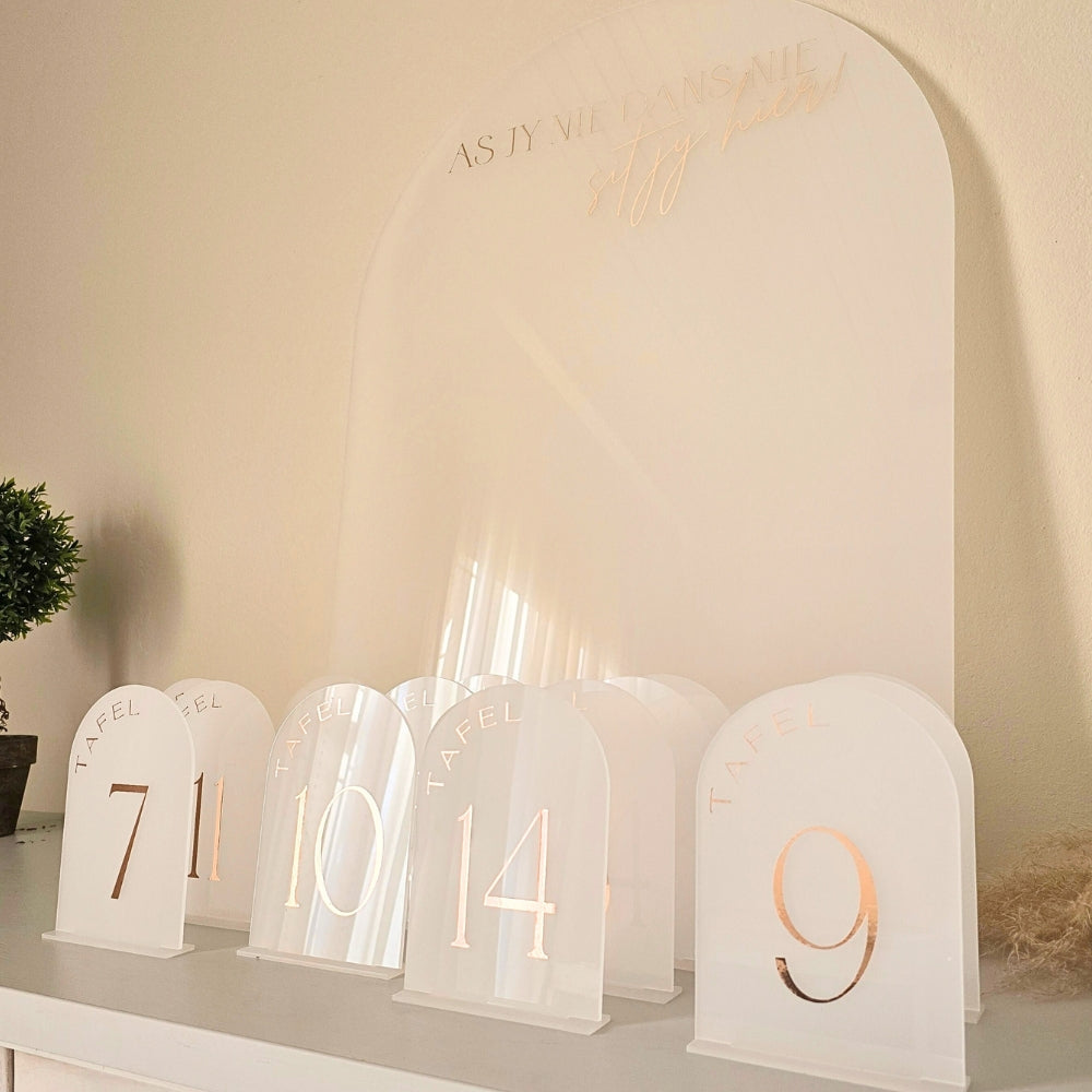 Frosted White Acrylic Table Numbers for Wedding Reception Tables