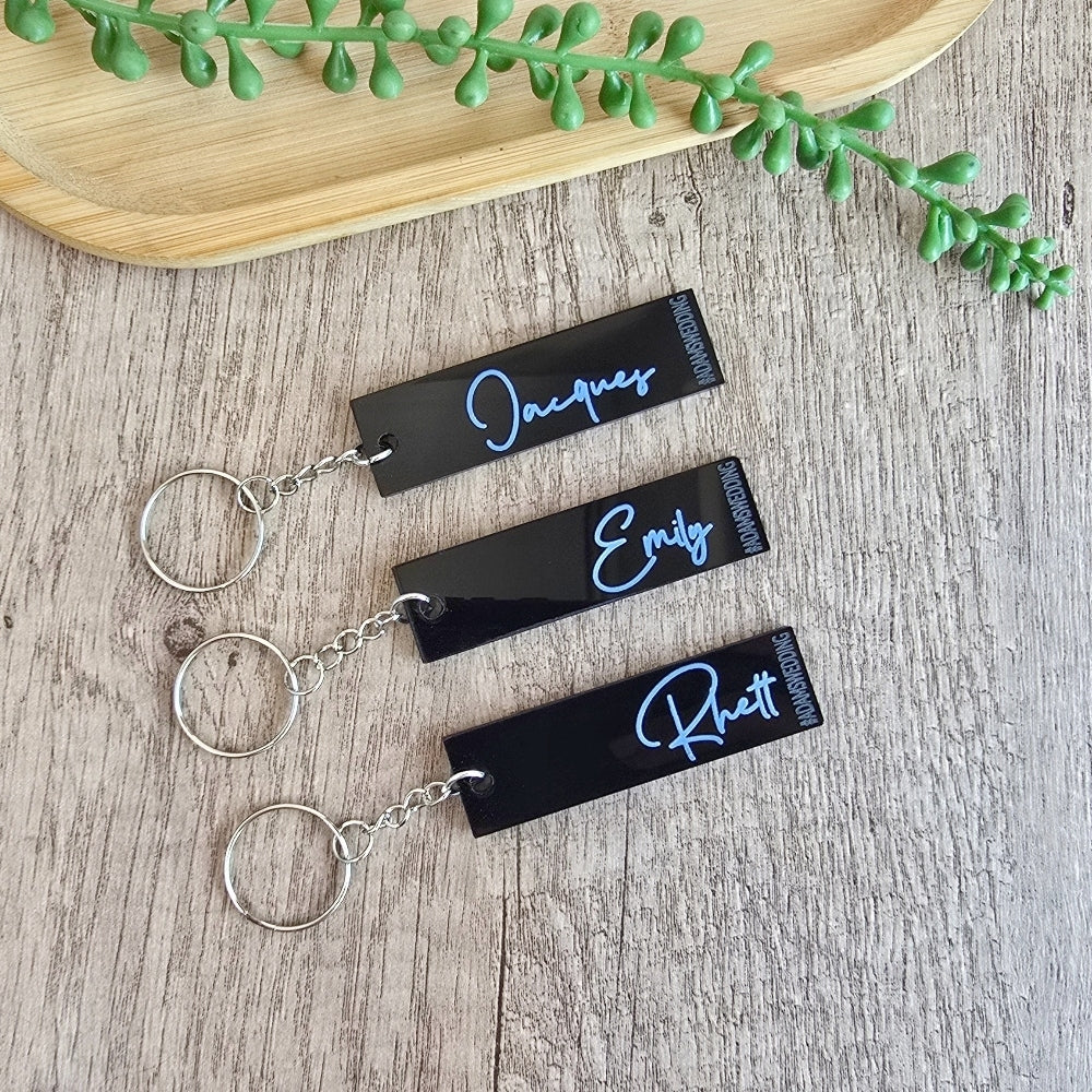 Glossy Black Personalised Acrylic Keyring