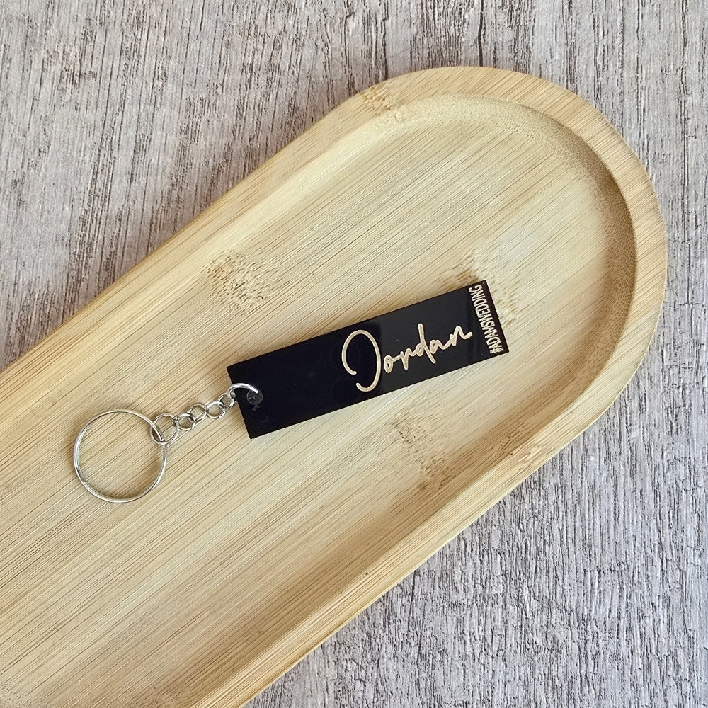 Personalised Acrylic Name Keyrings, acrylic, black