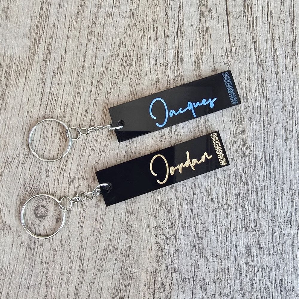 Glossy Black Personalised Acrylic Keyring