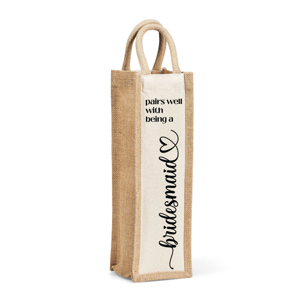 Personalised Wine Tote Bags - Natural, cotton, wedding favour