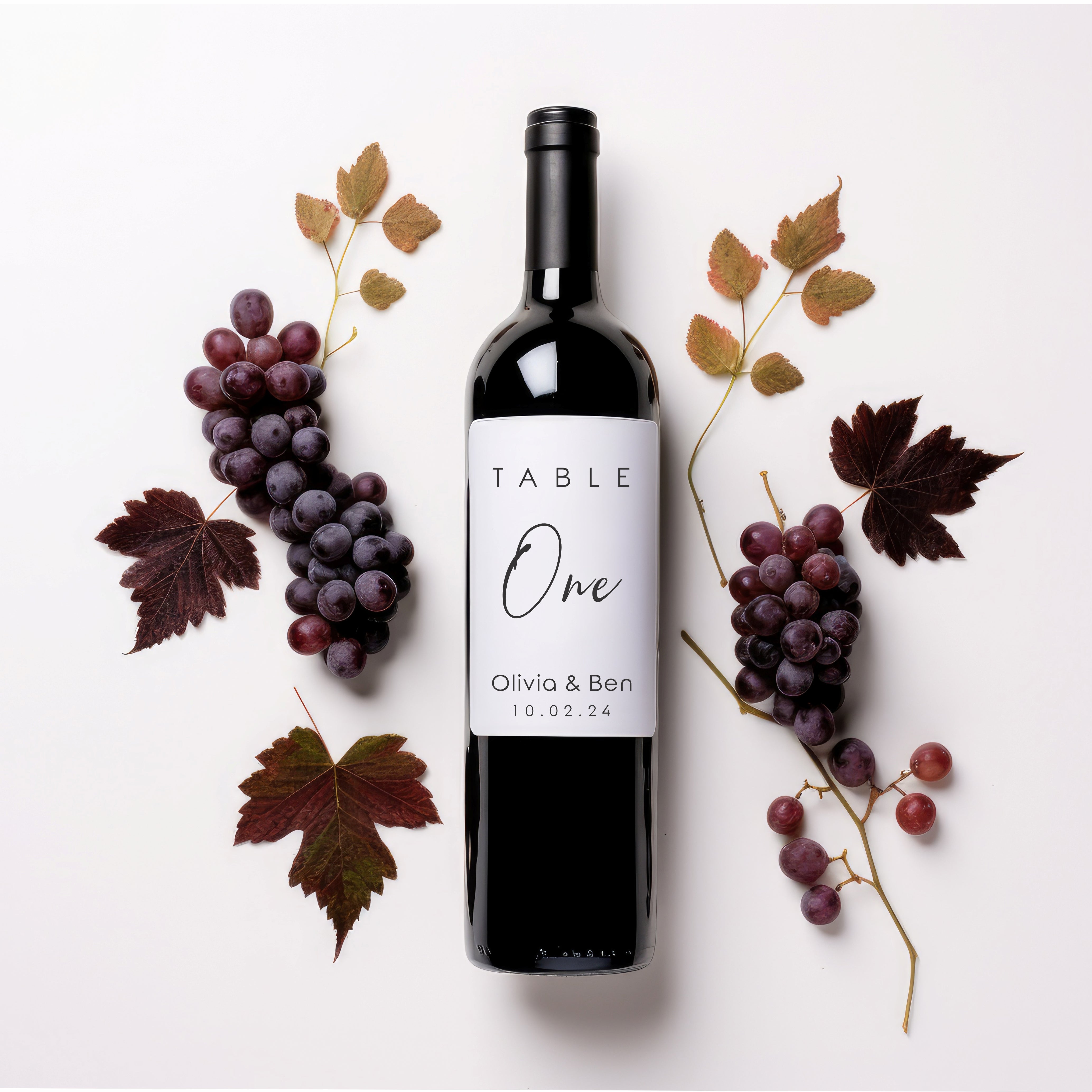 Minimalist Wine Label Table Numbers (label only), table number