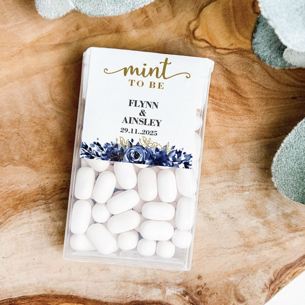 Midnight Blooms Tic-Tacs or Tic Tac Stickers, gold, wedding favour
