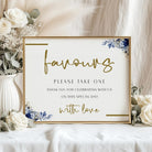 Midnight Blooms - A4 Printed Favour Sign, gold, wedding favour