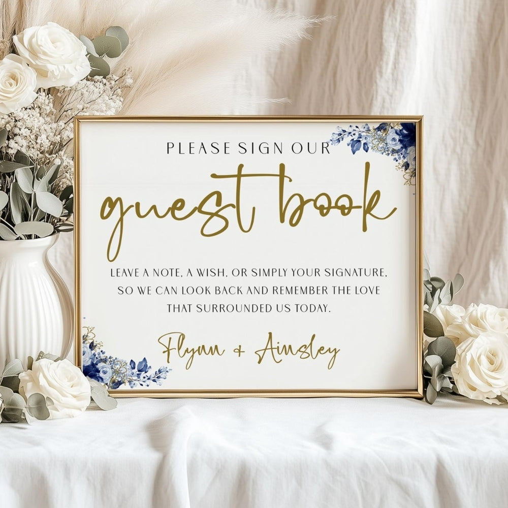 midnight-blooms-printed-guestbook-a4-sign, guest book, A4