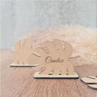 Personalised Monstera Leaf Shaped Wood Name Place Holders with Stand, wood, place card