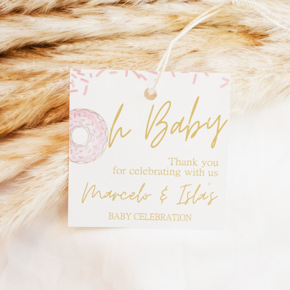 Thank You Tags/Stickers - Oh Baby Girl!, pink, wedding favour