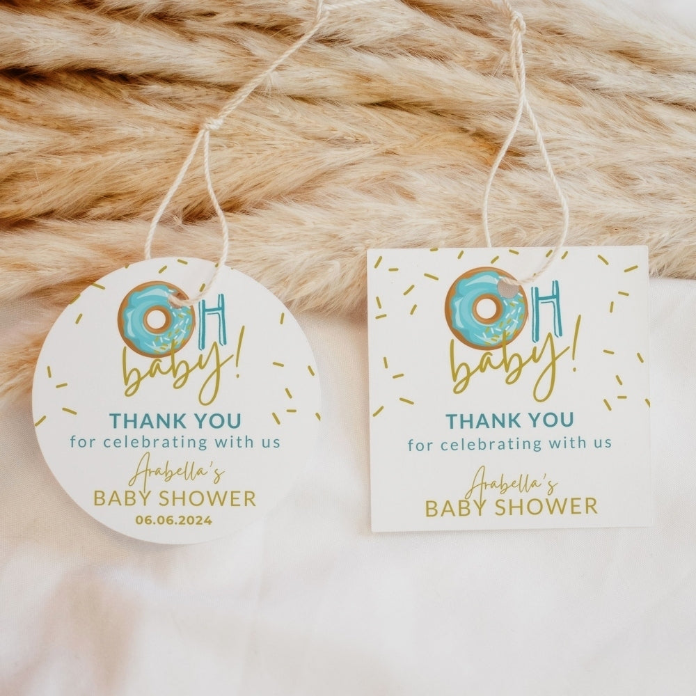 Thank You Tags/Stickers - Oh Baby!, blue, wedding favour