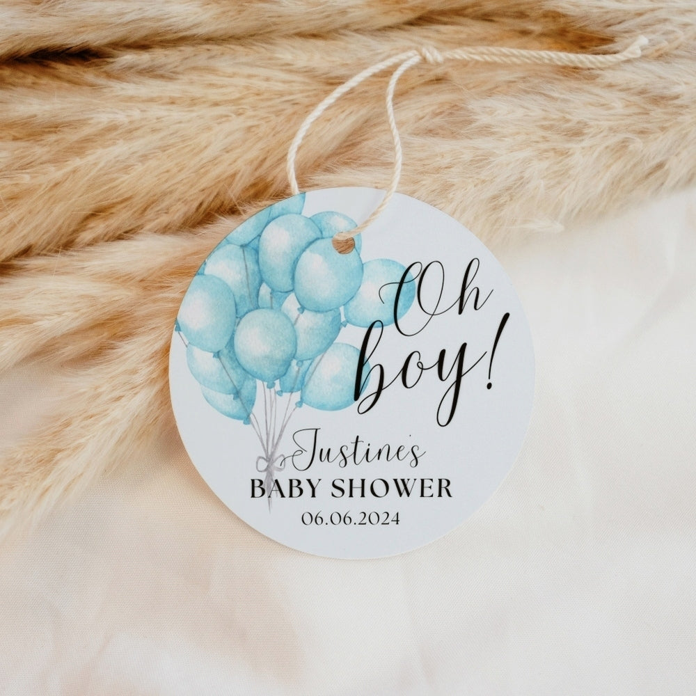 Oh Boy - Blue Balloons thank you tags