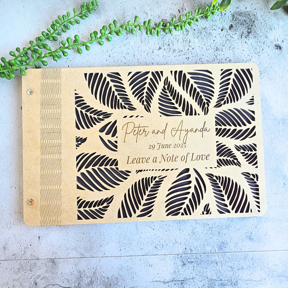 Personalised Wooden Laser-Cut Guestbook, wood, guest book
