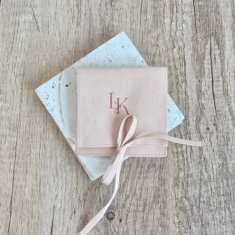 Personalised Jewellery Pouch – Pink, Green & Black, black, thank-you card