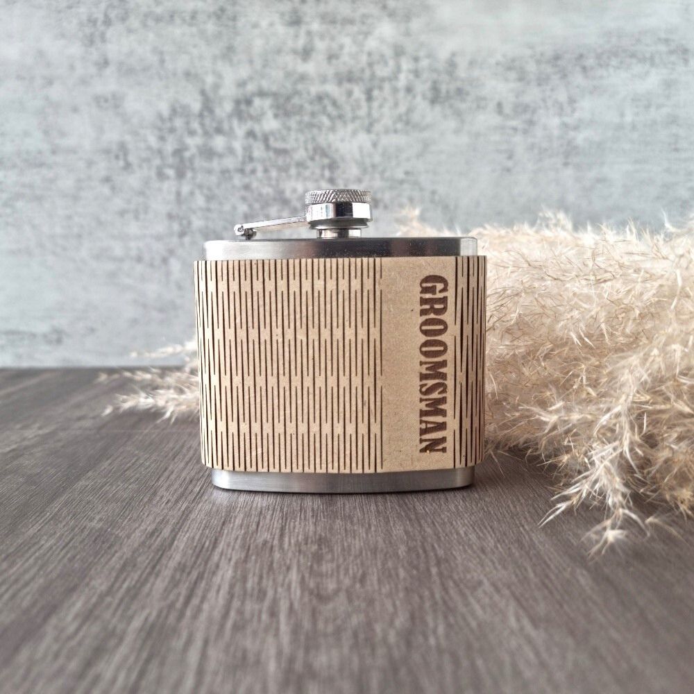 Rustic Hipflask with Wooden wrap