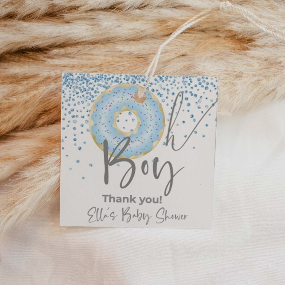 Thank You Tags/Stickers - Oh Boy Oh Boy!, blue, wedding favour