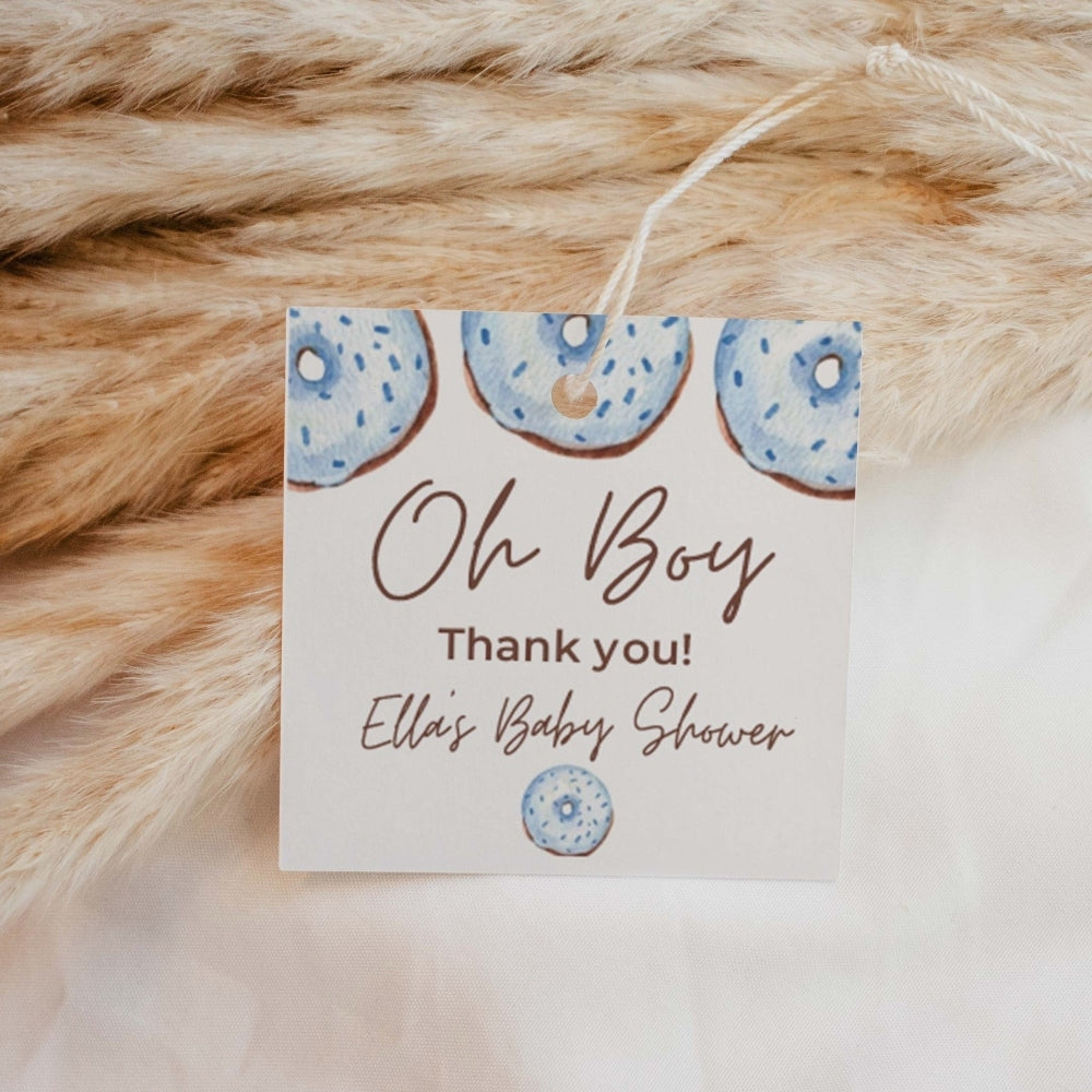 Thank You Tags/Stickers - Oh Baby Boy!, blue, wedding favour