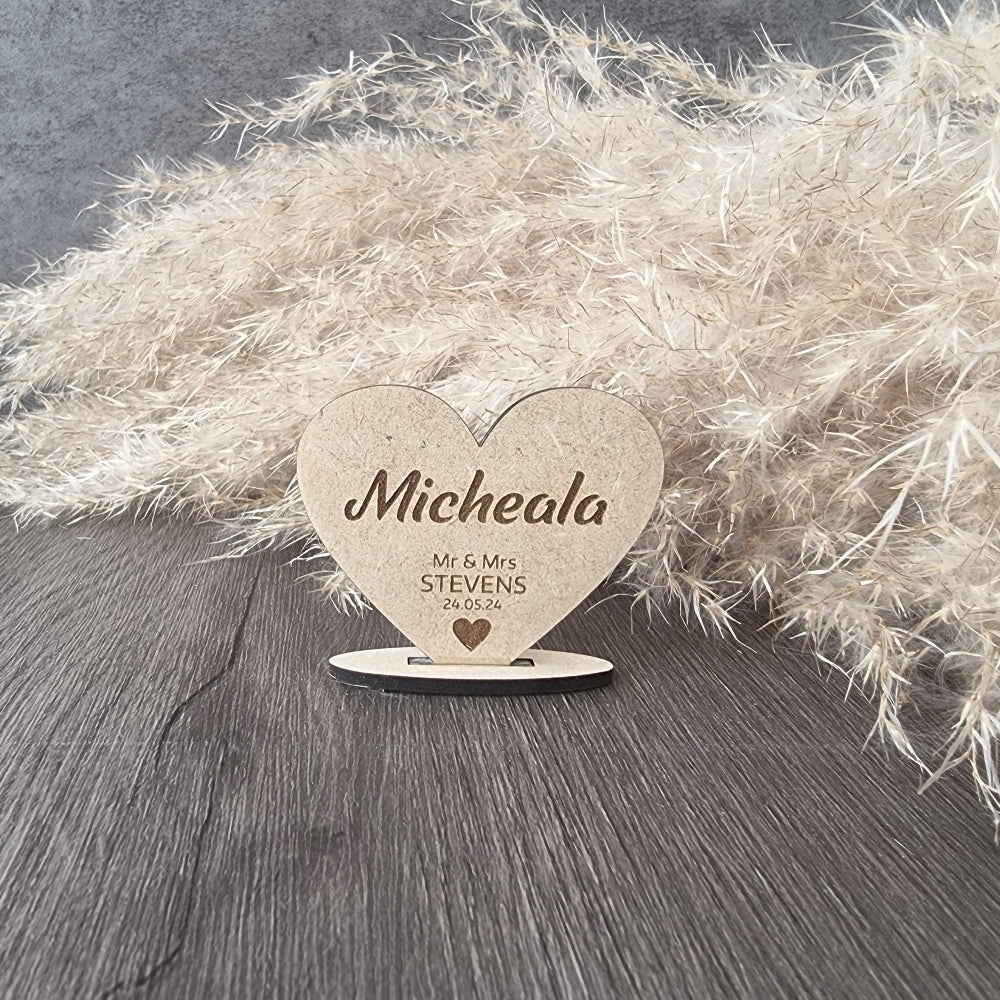 Heart Shaped Wooden Name Place Holder with Stand, wood, place card