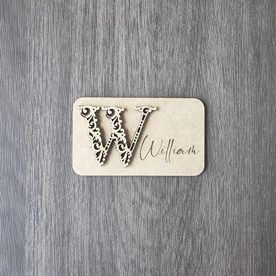 Monogram Name Place Holders, wood, place card