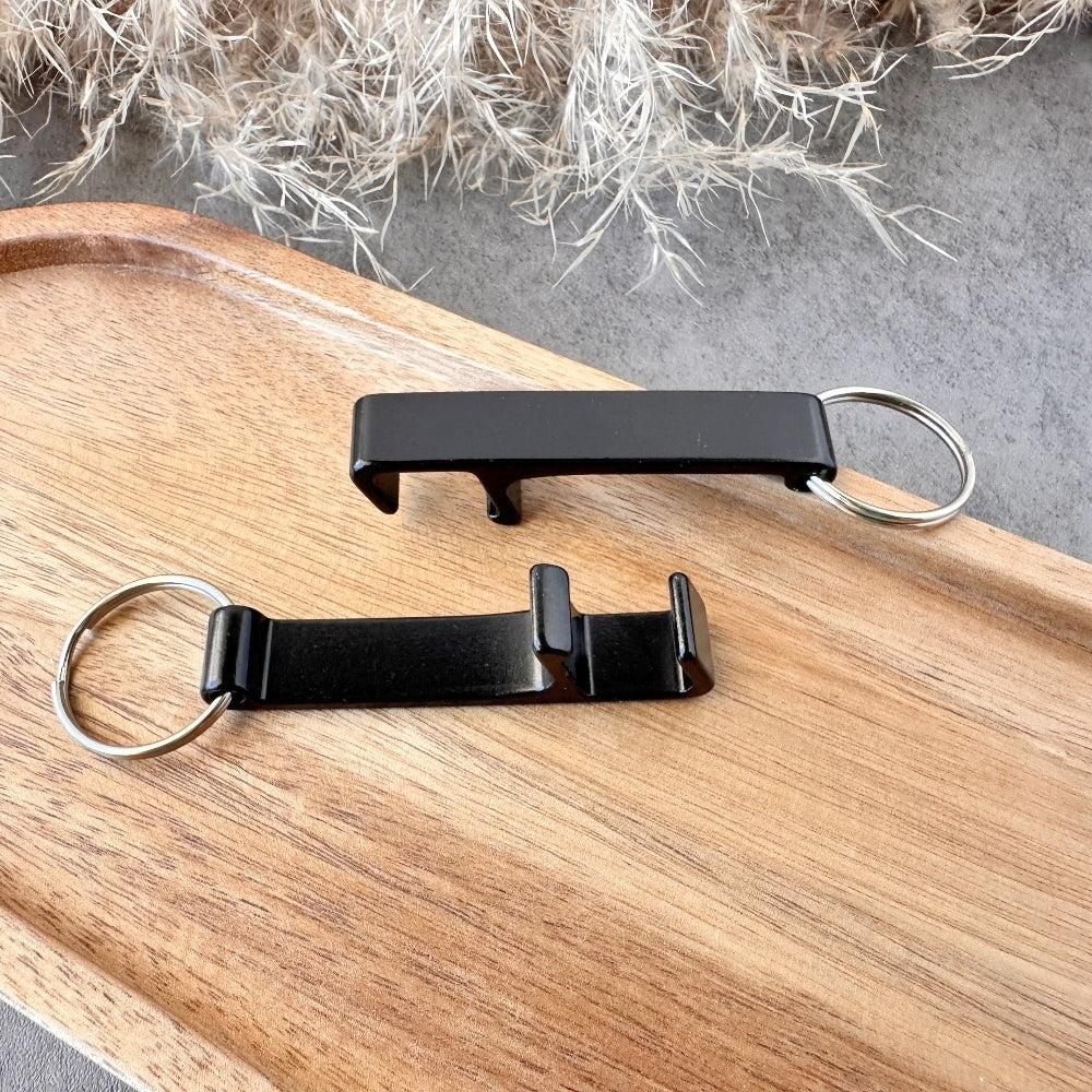 Bottle Opener Keyring - Black, metal, black