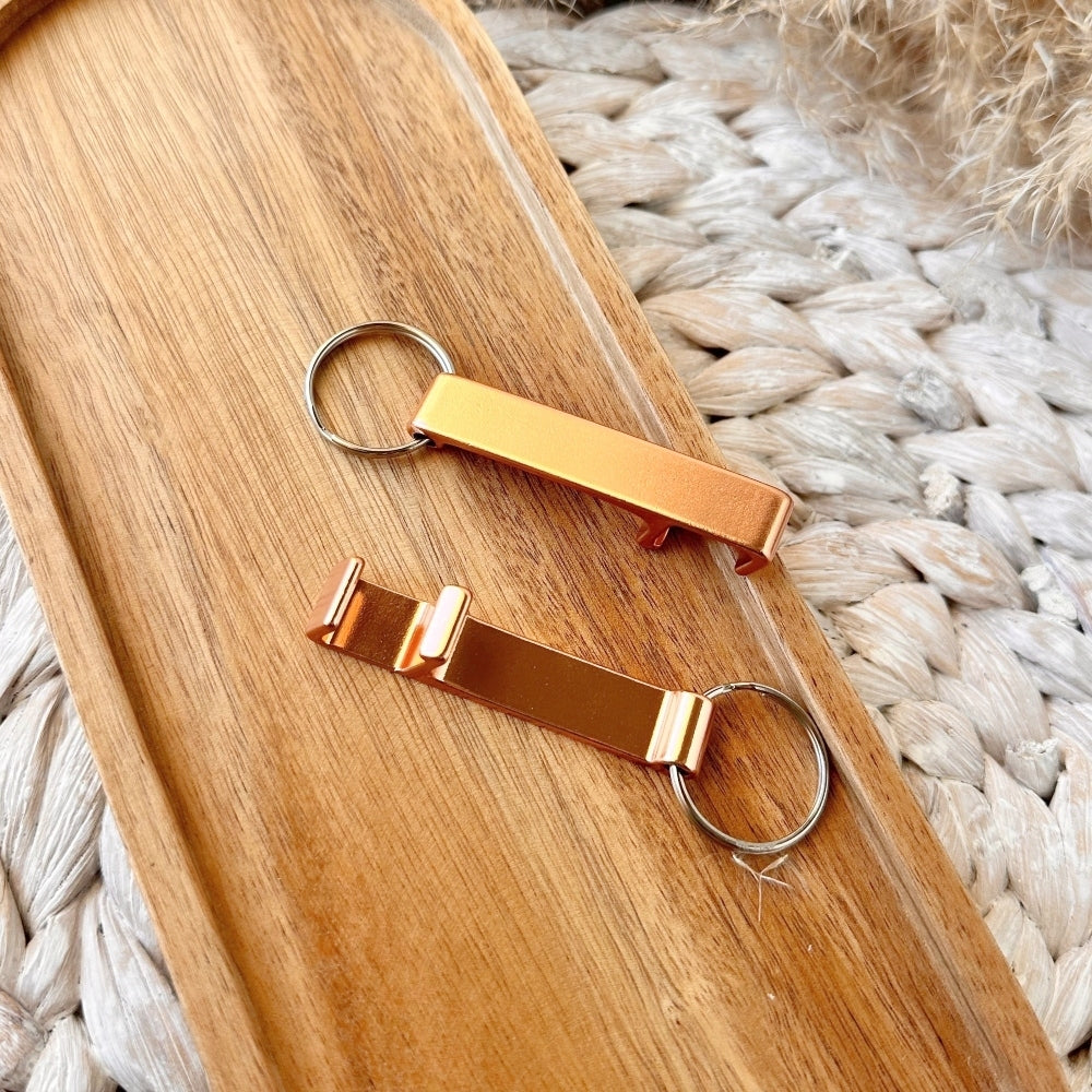 Bottle Opener Keyring -Rose Gold, metal, gold