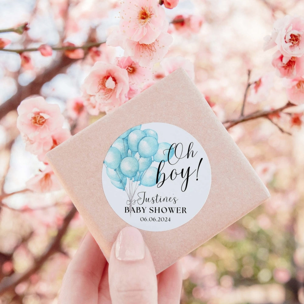 Oh Boy - Blue Balloons thank you stickers