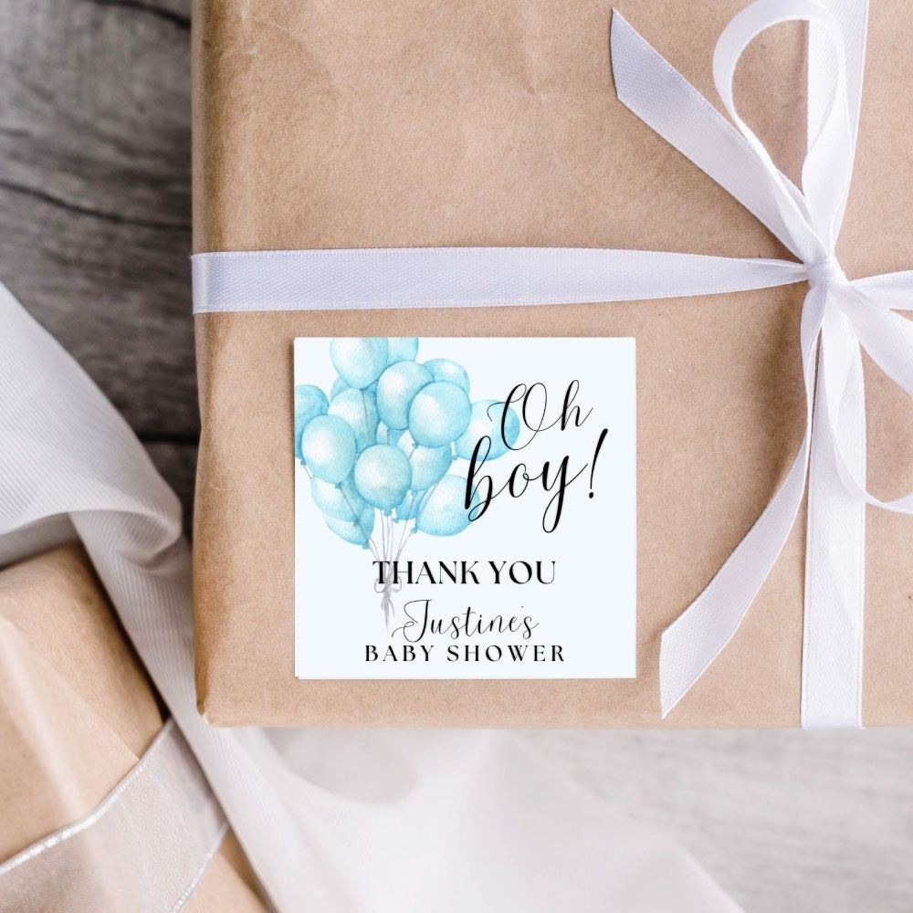 Oh Boy - Blue Balloons thank you stickers