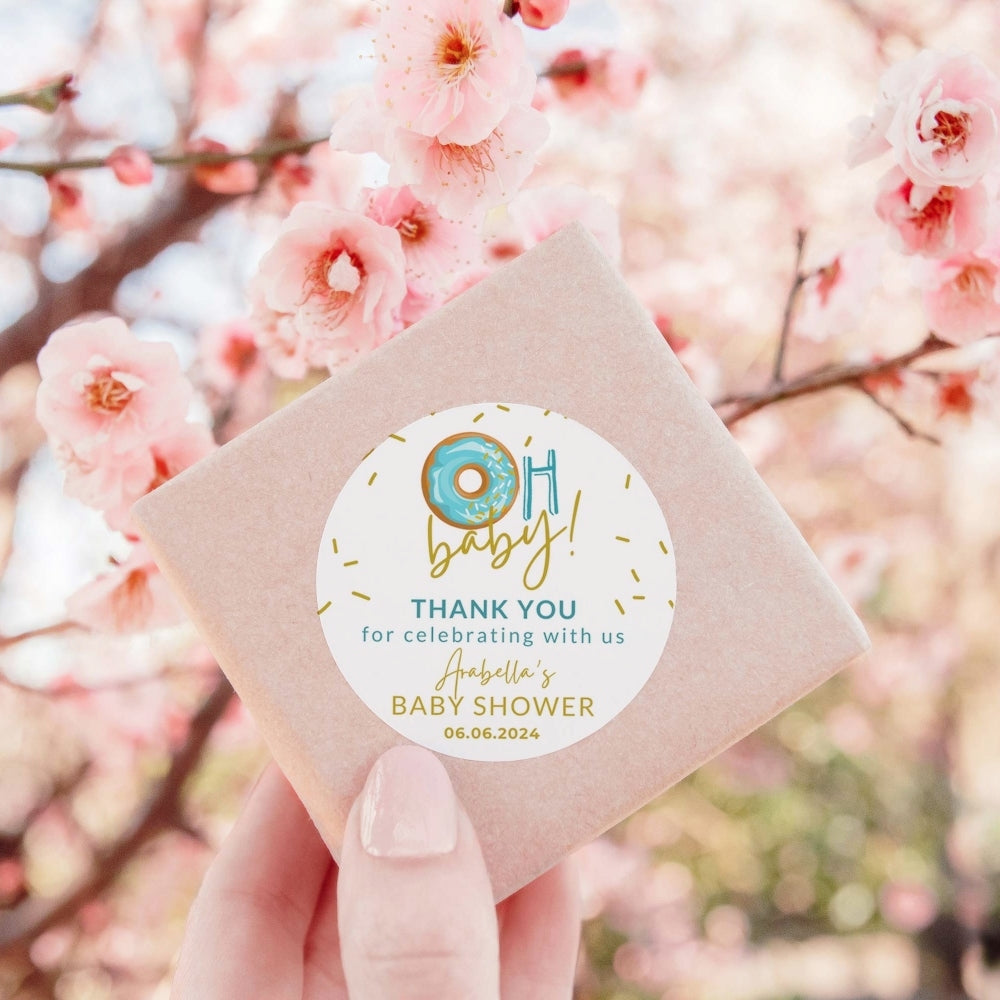 Oh Baby - Donut thank you stickers for a baby shower