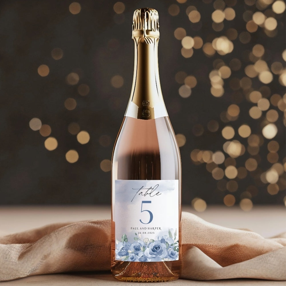 Wine Label Table Numbers - Serene Blues - (label only), blue, table number