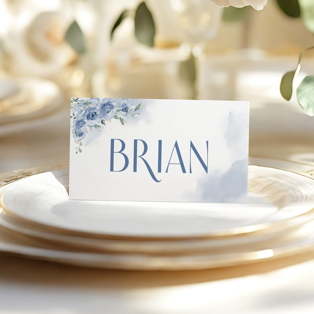Place card holder - Serene Blues, blue, place card