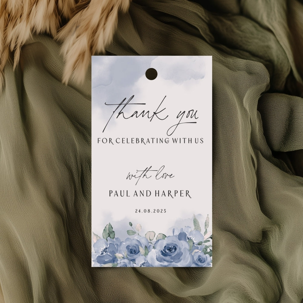 Serene Blues Stationery Set Rectangular Thank you Tag