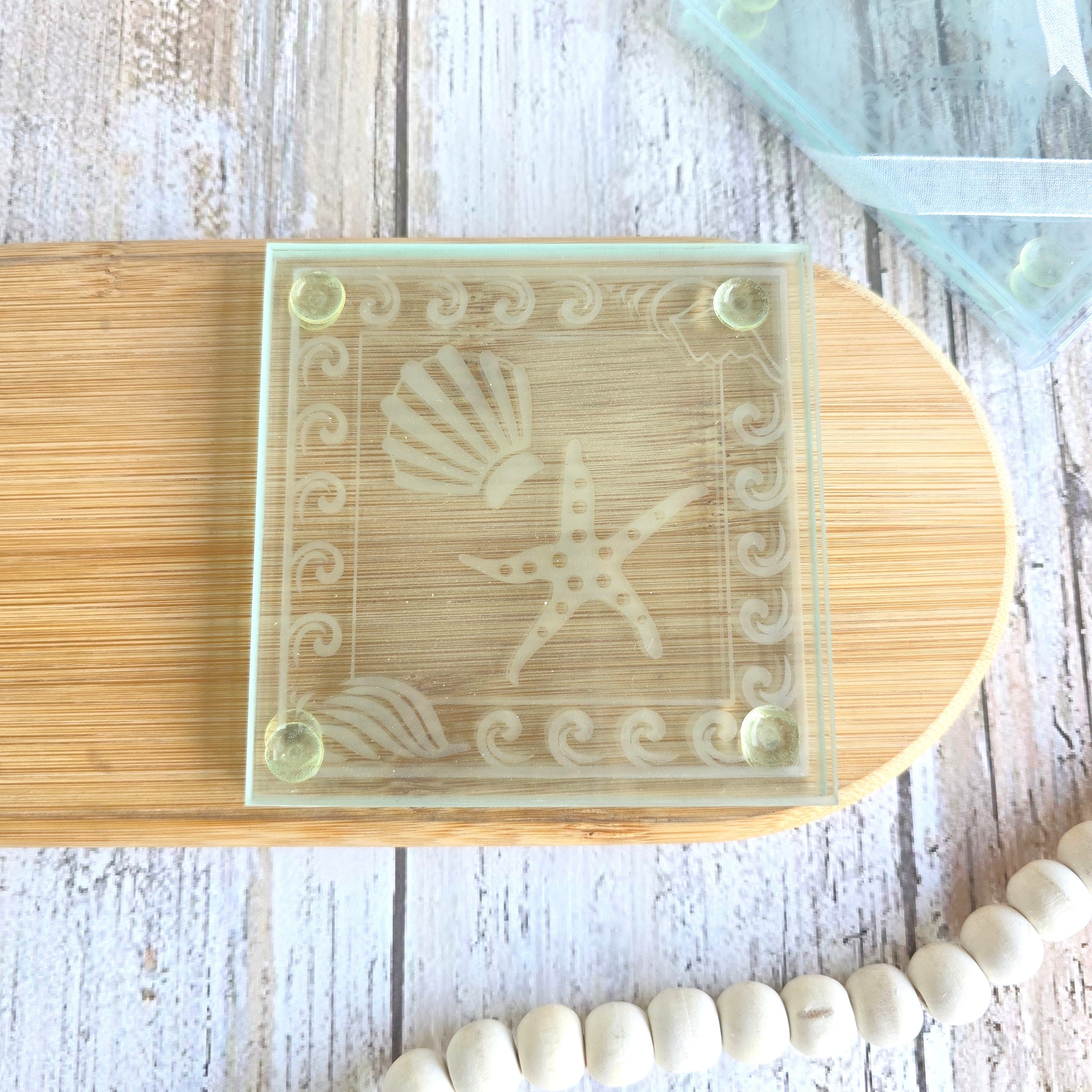 beach theme glass coasters