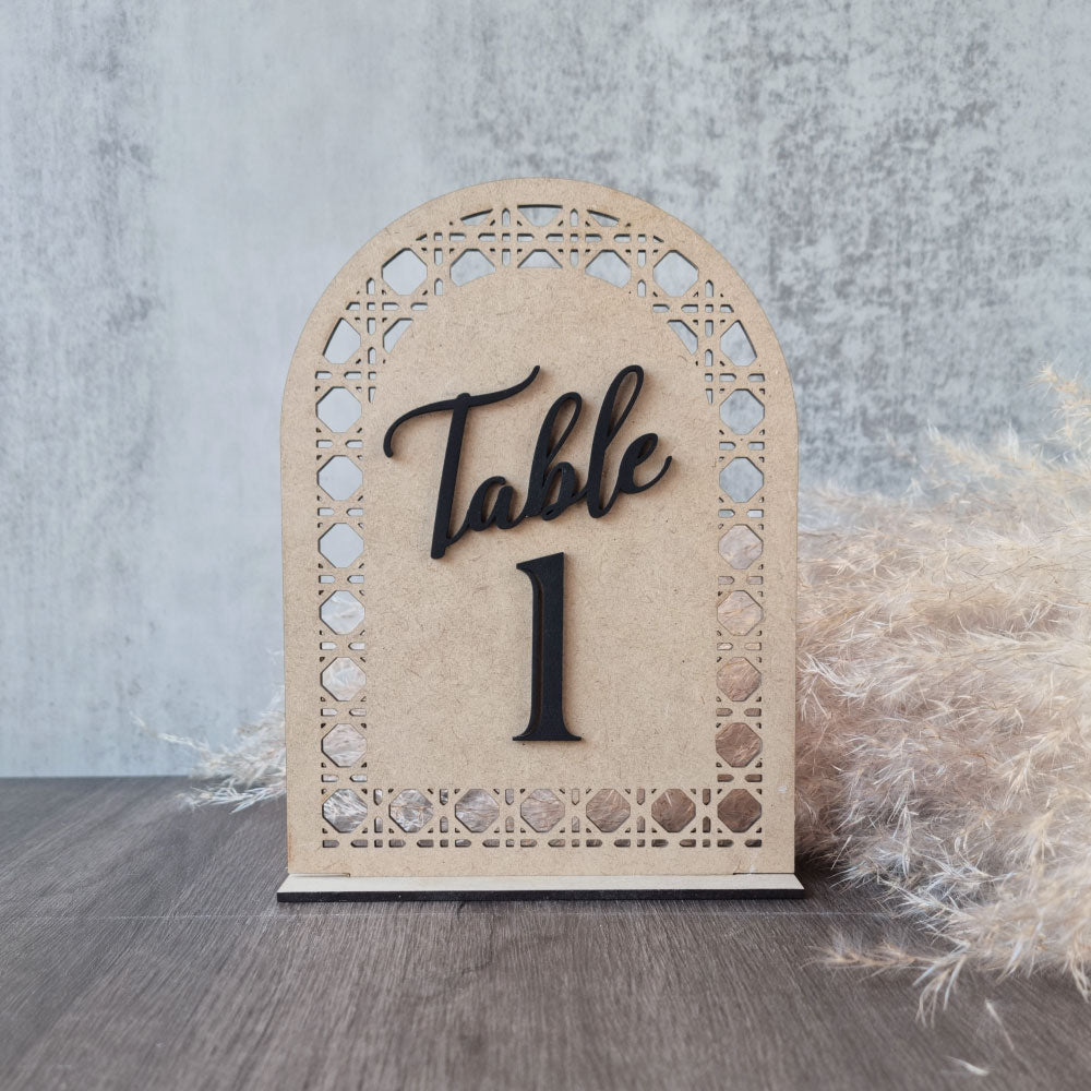 Boho Inspired Table Numbers, wood, black