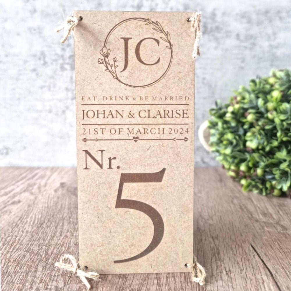 Tri-Sided Wooden Table Number side
