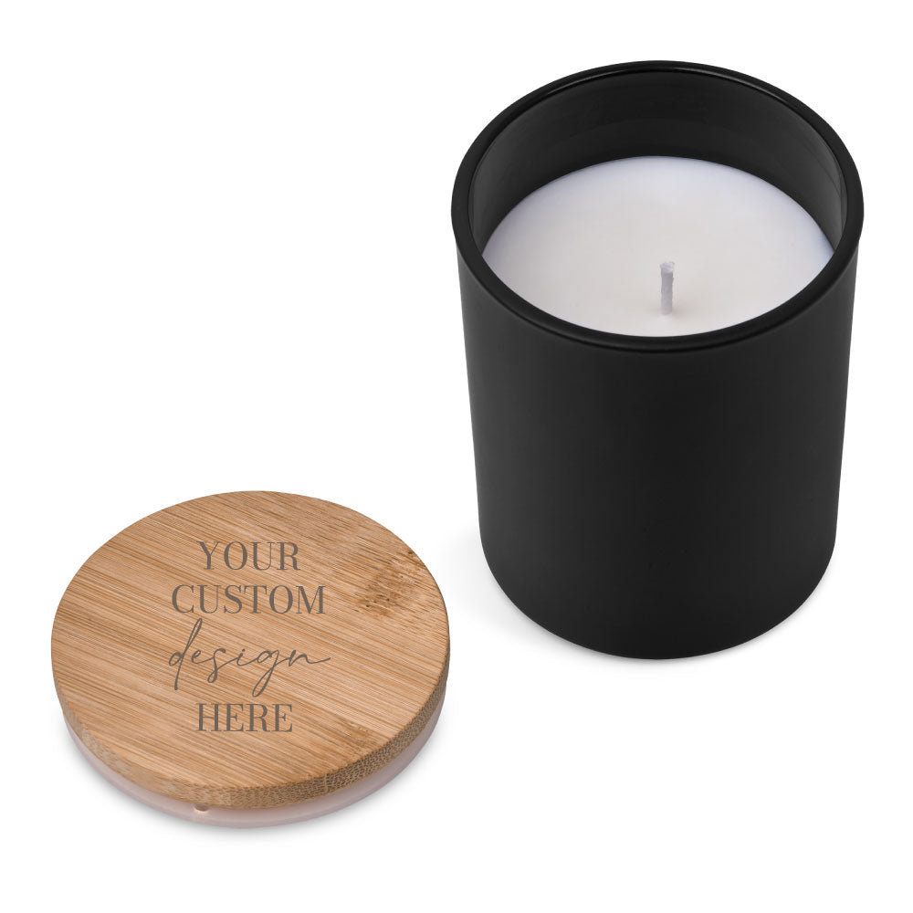 Candle in Glass Votive favour with Bamboo Lid in Black