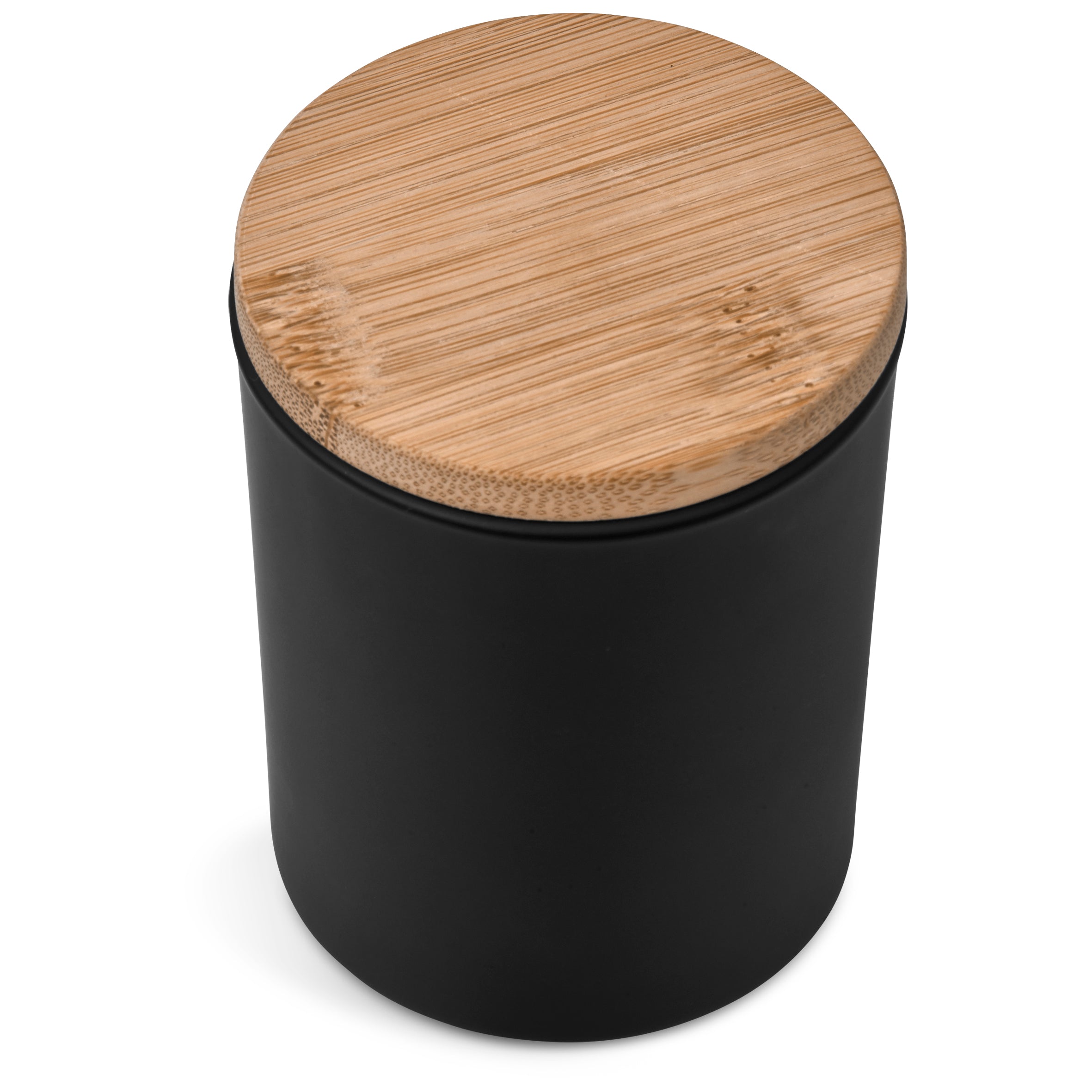 Candle in Glass Votive favour with Bamboo Lid in Black