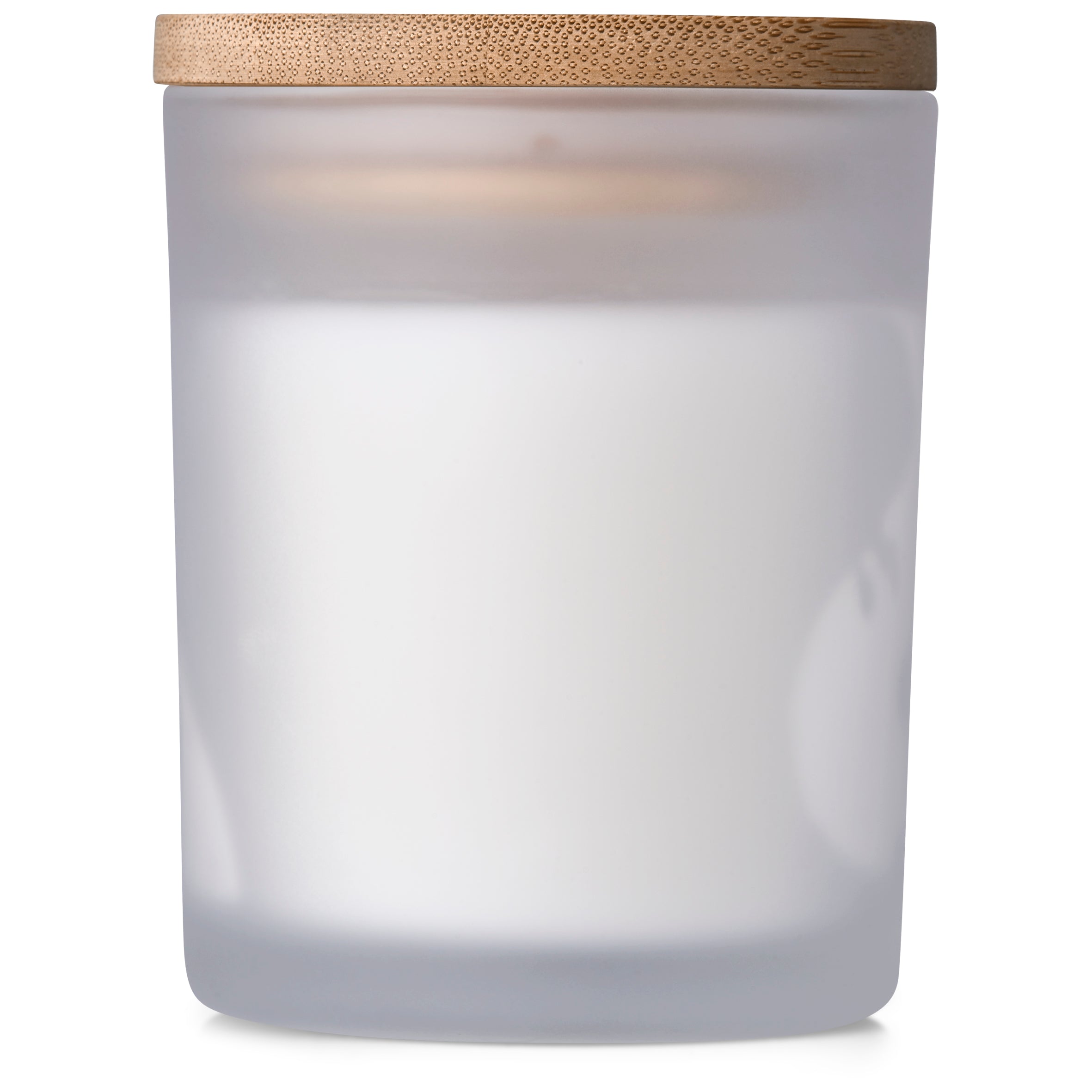 Candle favour in Frosted Glass Votive favour with Bamboo Lid