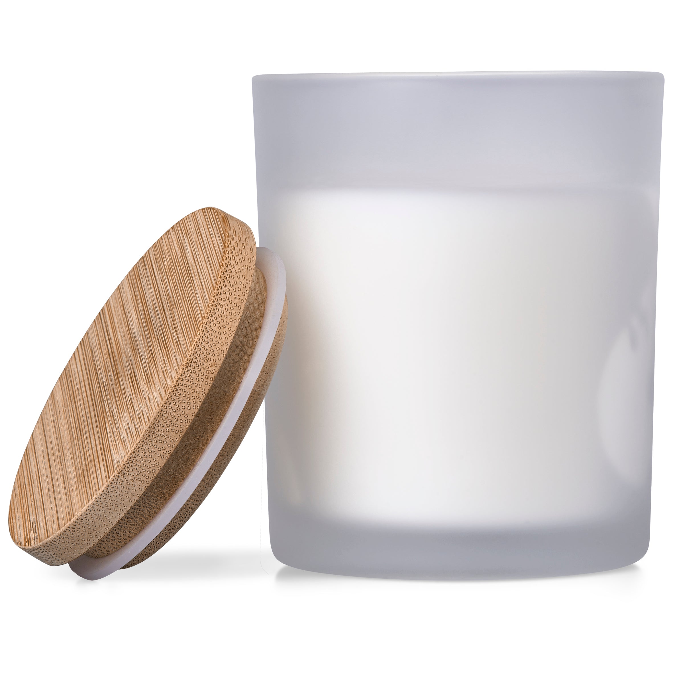Candle favour in Frosted Glass Votive favour with Bamboo Lid