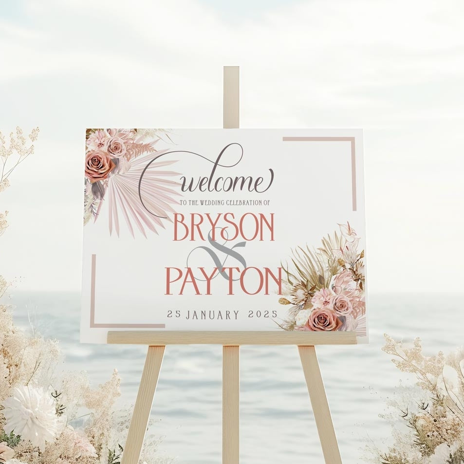 Welcome Sign - Wild Romance Boho - Landscape, white, welcome sign