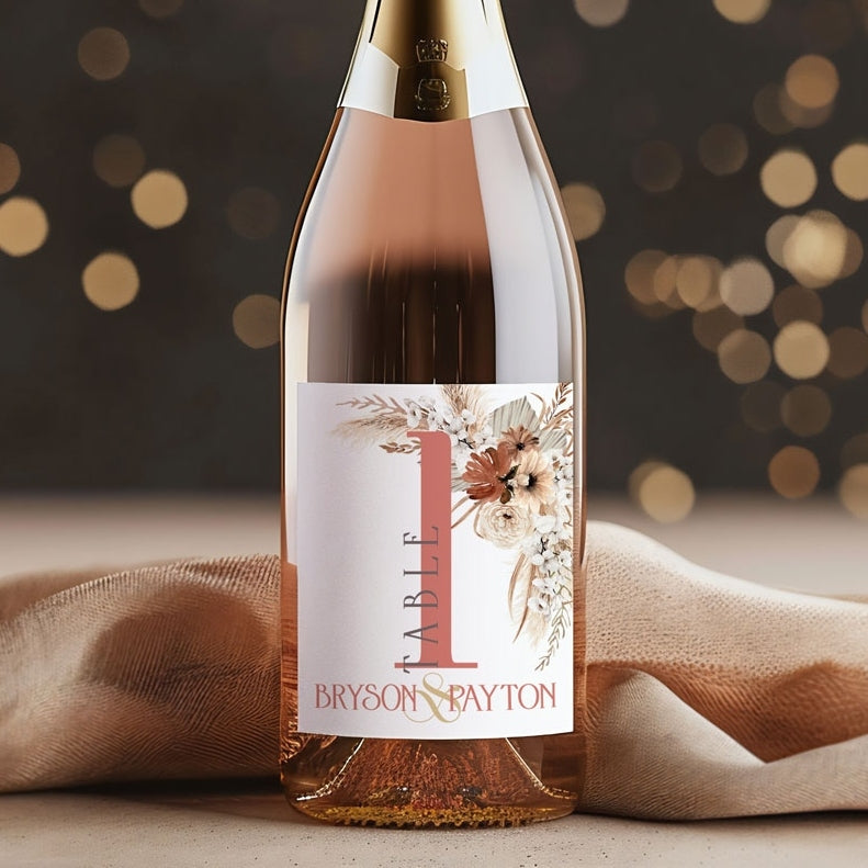 Wine Label Table Numbers - Wild Romance Boho, white, table number